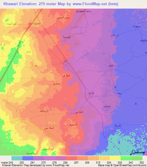 Khawari,Syria Elevation Map
