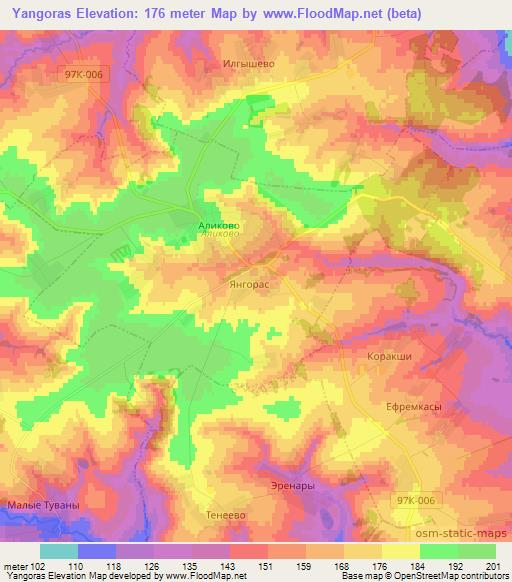 Yangoras,Russia Elevation Map