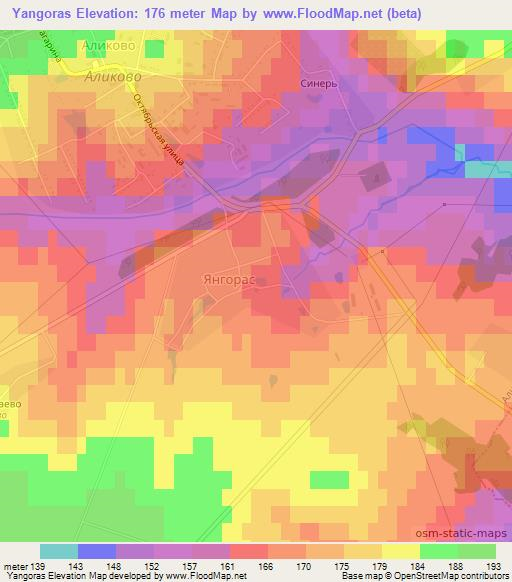 Yangoras,Russia Elevation Map