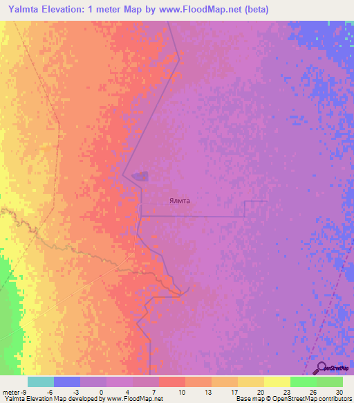 Yalmta,Russia Elevation Map