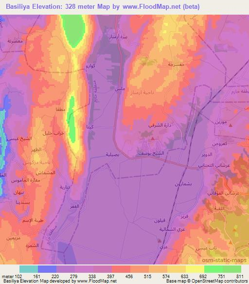 Basiliya,Syria Elevation Map