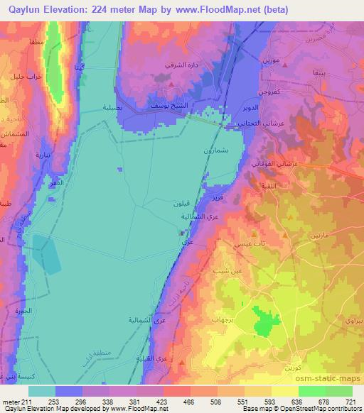 Qaylun,Syria Elevation Map
