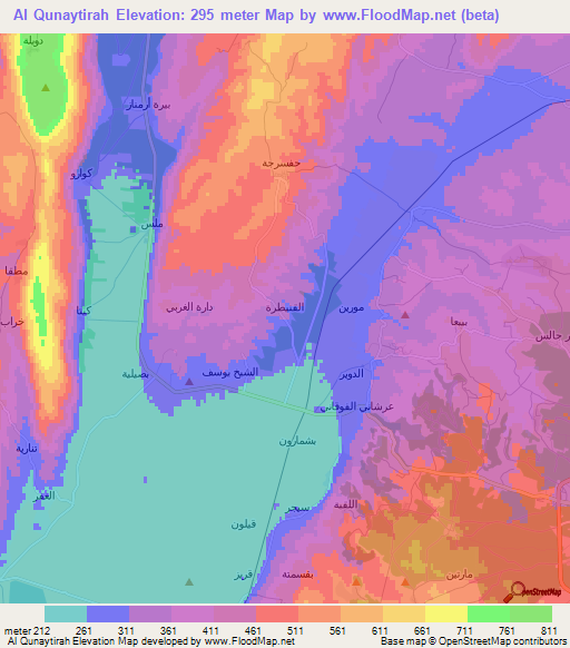 Al Qunaytirah,Syria Elevation Map
