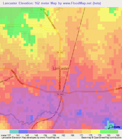 Lancaster,US Elevation Map