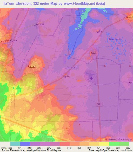 Ta``um,Syria Elevation Map