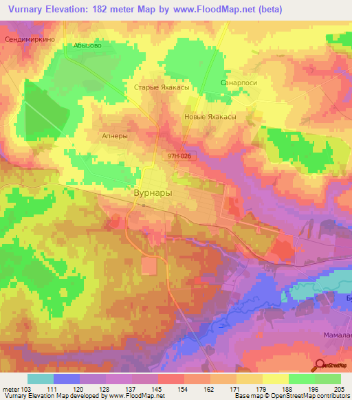 Vurnary,Russia Elevation Map
