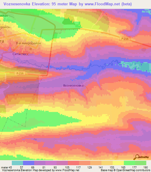 Voznesenovka,Russia Elevation Map
