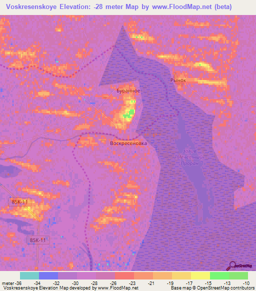 Voskresenskoye,Russia Elevation Map