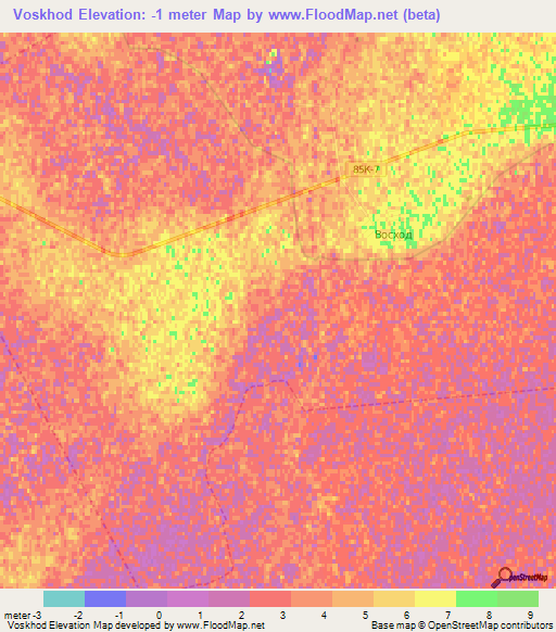 Voskhod,Russia Elevation Map
