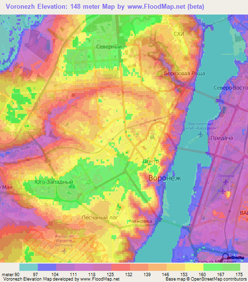 Voronezh,Russia Elevation Map