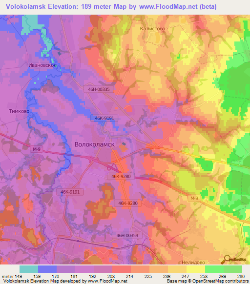 Volokolamsk,Russia Elevation Map