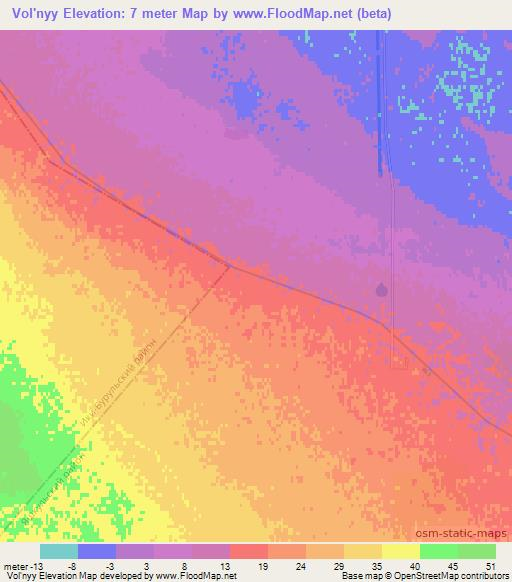 Vol'nyy,Russia Elevation Map