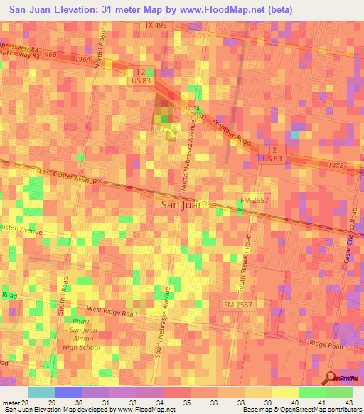 San Juan,US Elevation Map