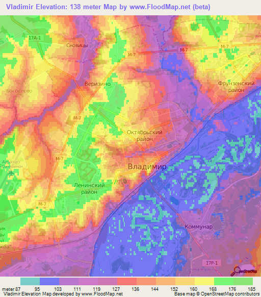 Vladimir,Russia Elevation Map