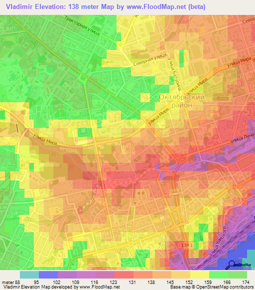 Vladimir,Russia Elevation Map