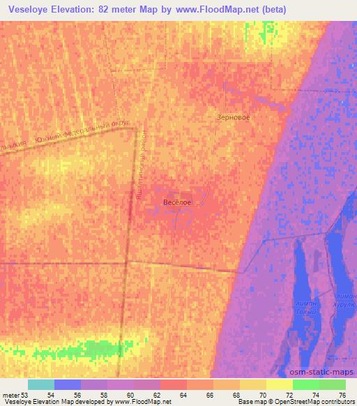 Veseloye,Russia Elevation Map