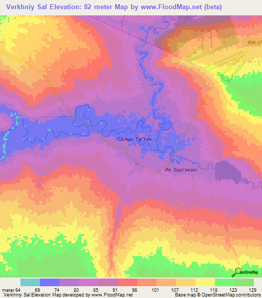 Verkhniy Sal,Russia Elevation Map