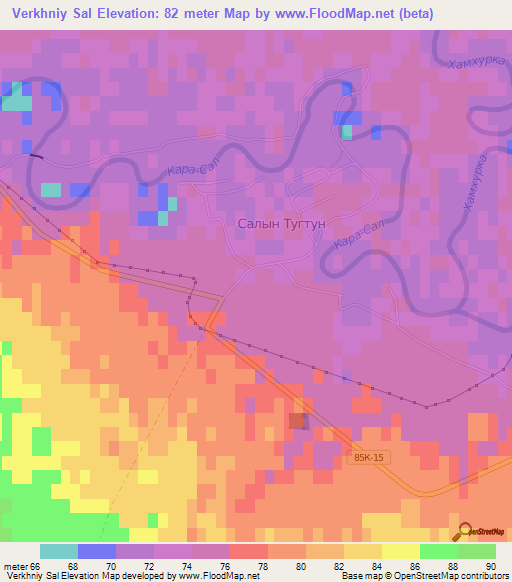 Verkhniy Sal,Russia Elevation Map