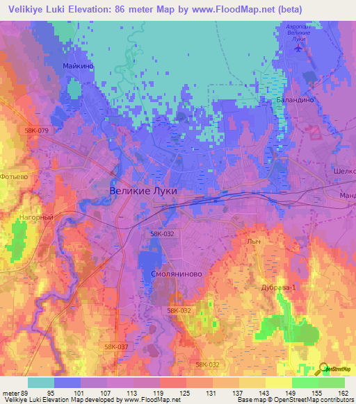 Velikiye Luki,Russia Elevation Map