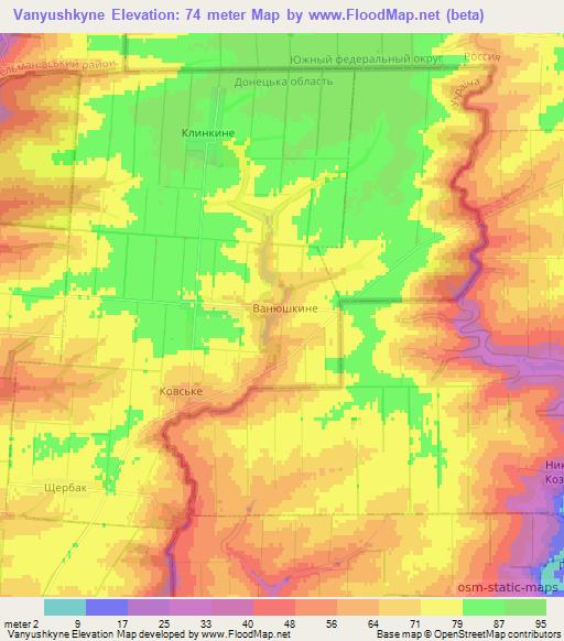 Vanyushkyne,Ukraine Elevation Map