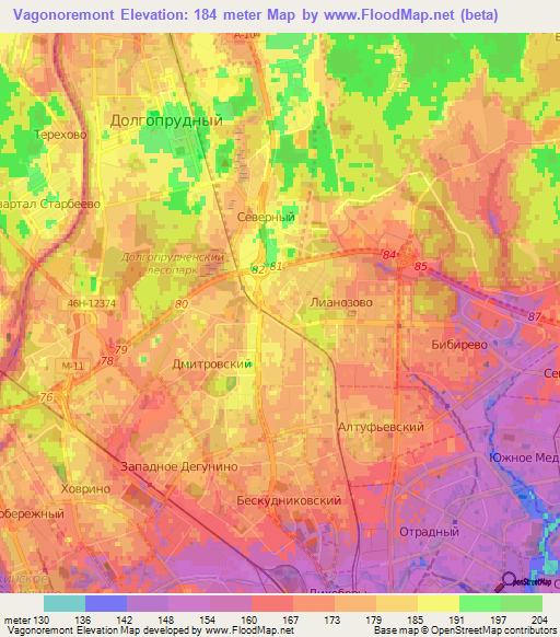 Vagonoremont,Russia Elevation Map