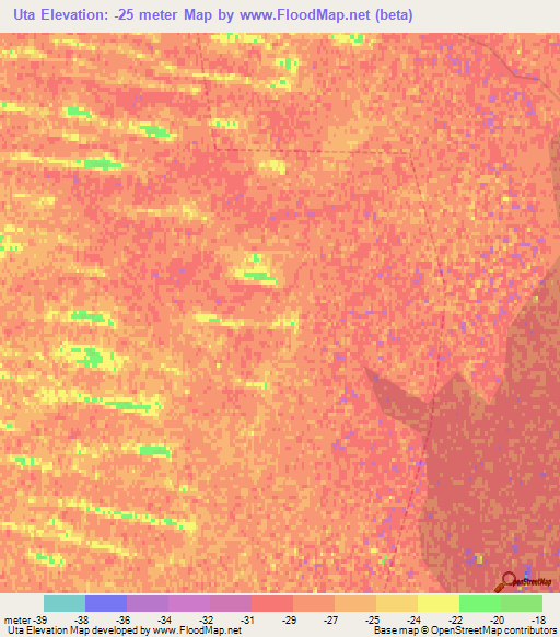 Uta,Russia Elevation Map