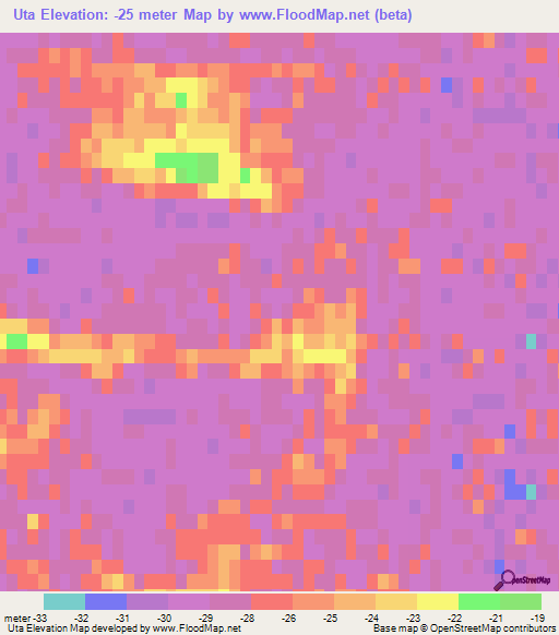 Uta,Russia Elevation Map