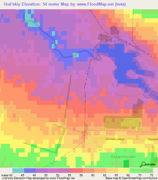 Ural'skiy,Russia Elevation Map