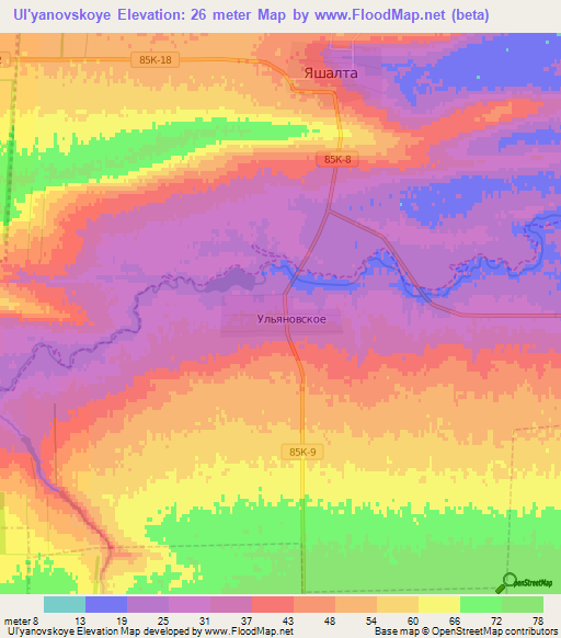 Ul'yanovskoye,Russia Elevation Map