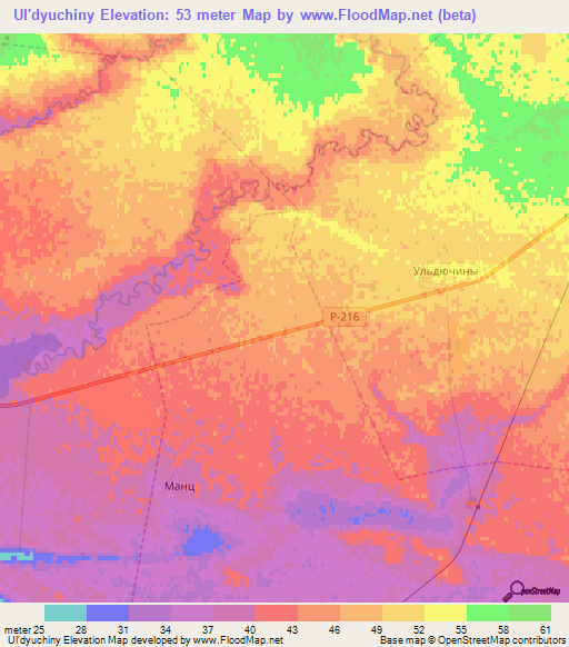 Ul'dyuchiny,Russia Elevation Map