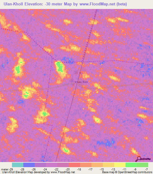 Ulan-Kholl,Russia Elevation Map