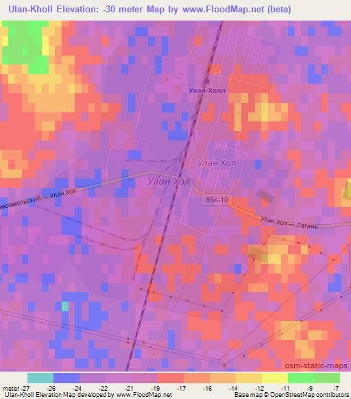 Ulan-Kholl,Russia Elevation Map