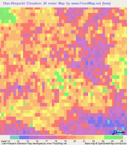 Ulan-Kheyechi,Russia Elevation Map