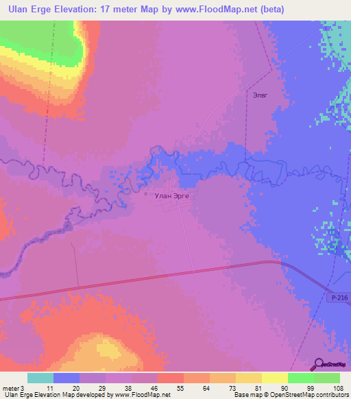 Ulan Erge,Russia Elevation Map