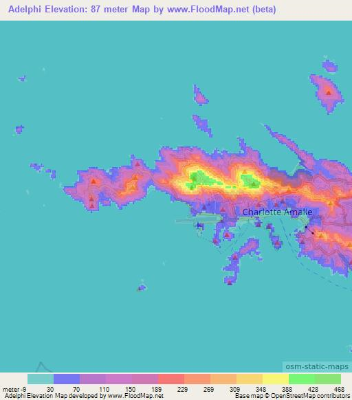 Adelphi,U.S. Virgin Islands Elevation Map