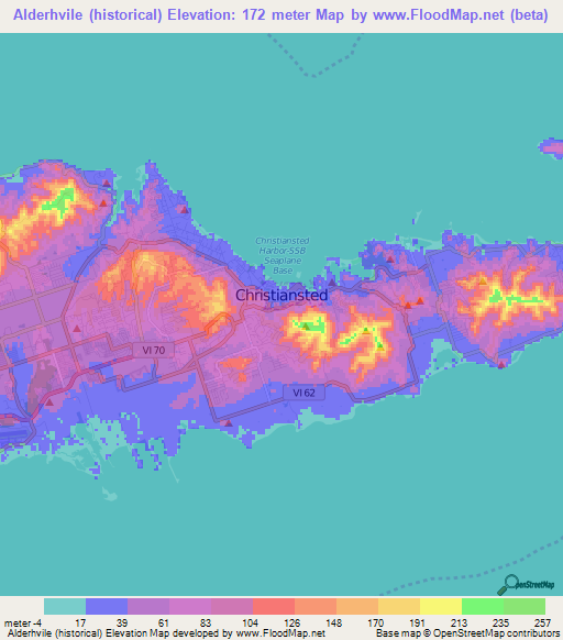Alderhvile (historical),U.S. Virgin Islands Elevation Map
