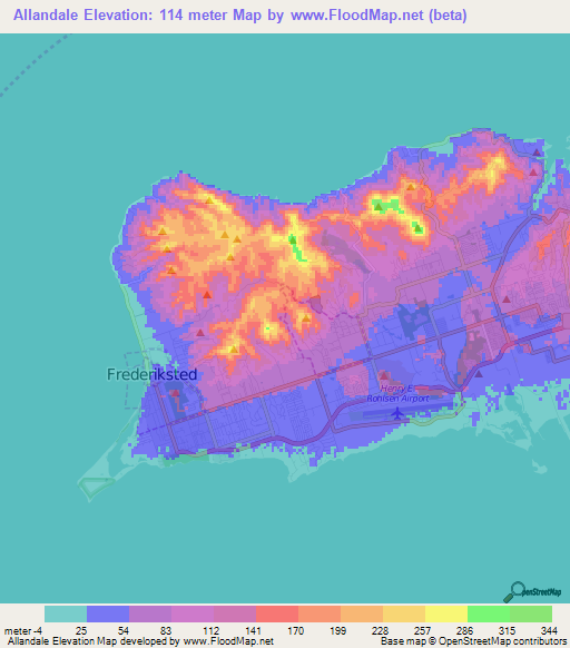 Allandale,U.S. Virgin Islands Elevation Map