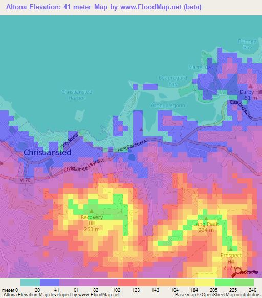 Altona,U.S. Virgin Islands Elevation Map
