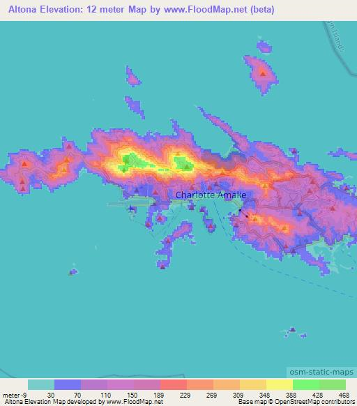 Altona,U.S. Virgin Islands Elevation Map