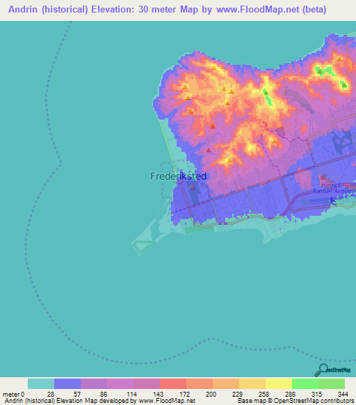 Andrin (historical),U.S. Virgin Islands Elevation Map