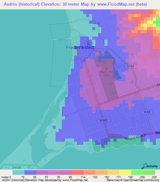 Andrin (historical),U.S. Virgin Islands Elevation Map