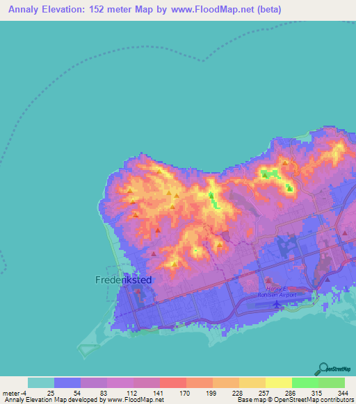 Annaly,U.S. Virgin Islands Elevation Map