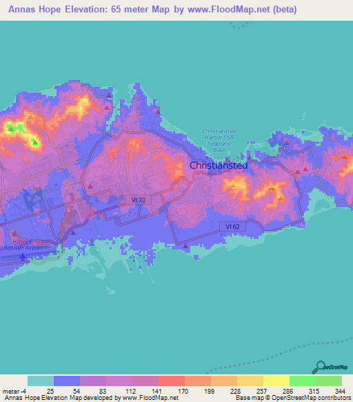 Annas Hope,U.S. Virgin Islands Elevation Map