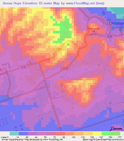 Annas Hope,U.S. Virgin Islands Elevation Map