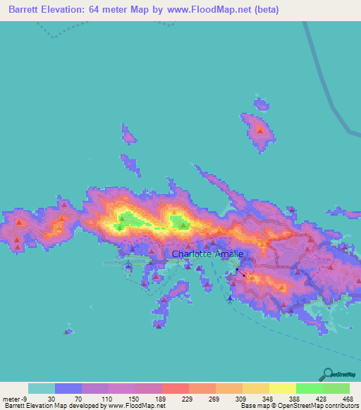 Barrett,U.S. Virgin Islands Elevation Map