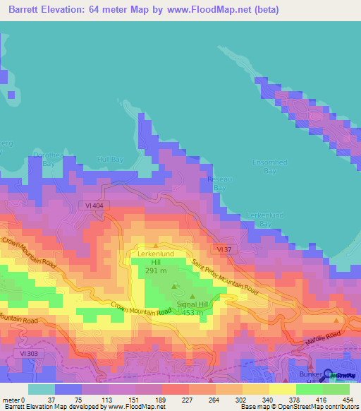 Barrett,U.S. Virgin Islands Elevation Map