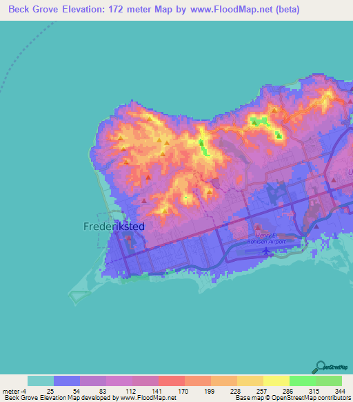 Beck Grove,U.S. Virgin Islands Elevation Map