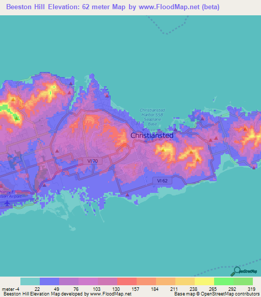 Beeston Hill,U.S. Virgin Islands Elevation Map