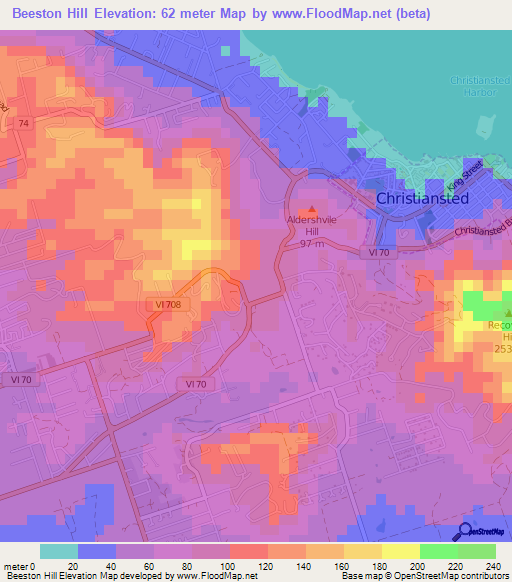 Beeston Hill,U.S. Virgin Islands Elevation Map