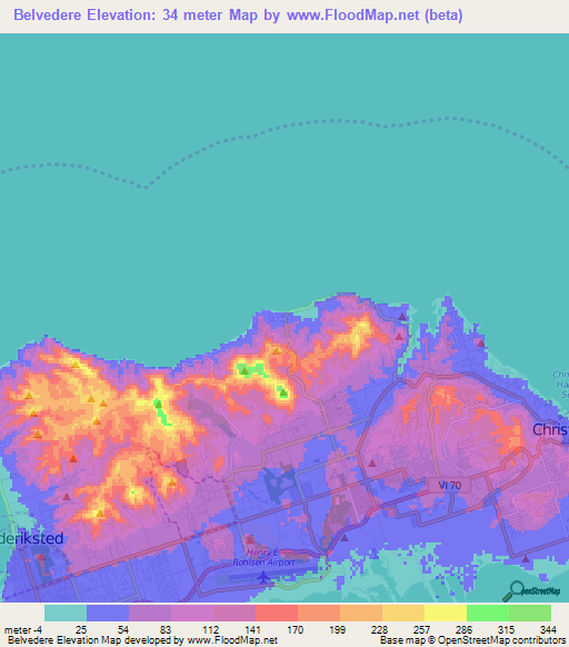 Belvedere,U.S. Virgin Islands Elevation Map